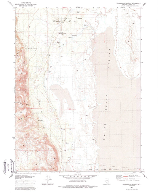 Classic USGS Sheepshead Spring Nevada 7.5'x7.5' Topo Map Image