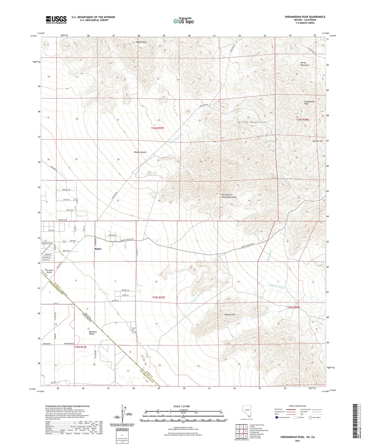 Shenandoah Peak Nevada US Topo Map Image