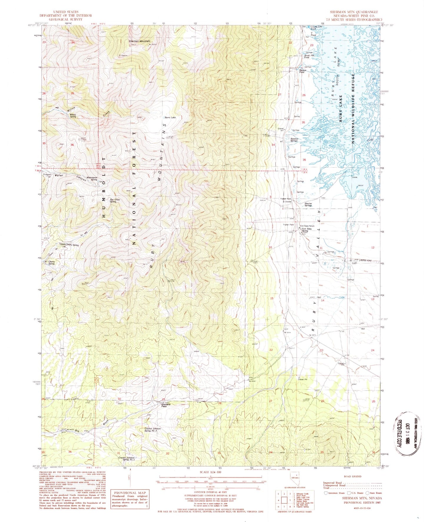 Classic USGS Sherman Mountain Nevada 7.5'x7.5' Topo Map Image