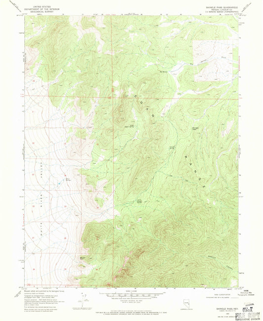 Classic USGS Shingle Pass Nevada 7.5'x7.5' Topo Map Image