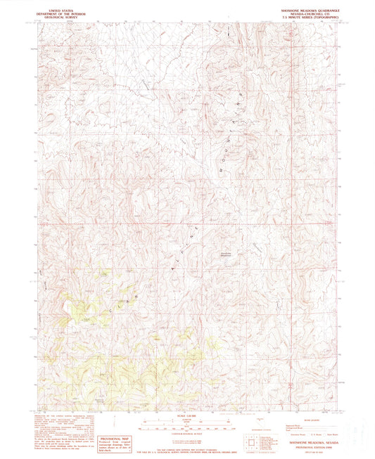 Classic USGS Shoshone Meadows Nevada 7.5'x7.5' Topo Map Image