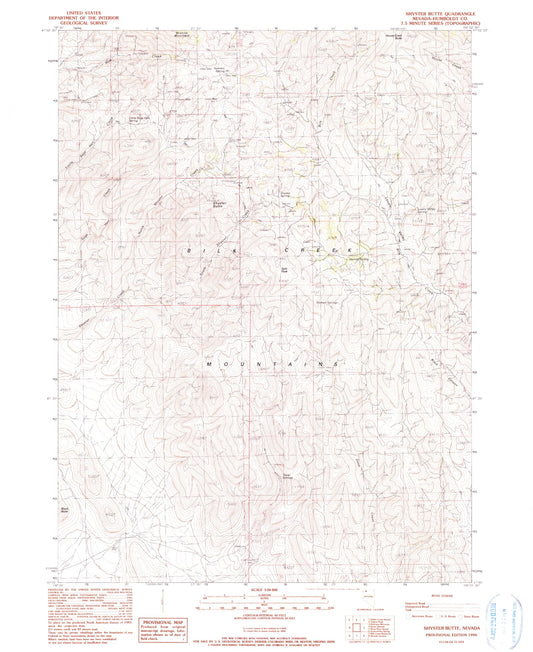 Classic USGS Shyster Butte Nevada 7.5'x7.5' Topo Map Image