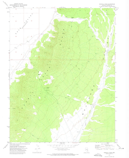 Classic USGS Sidehill Pass Nevada 7.5'x7.5' Topo Map Image