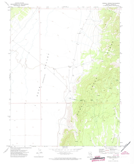 Classic USGS Sidehill Spring Nevada 7.5'x7.5' Topo Map Image