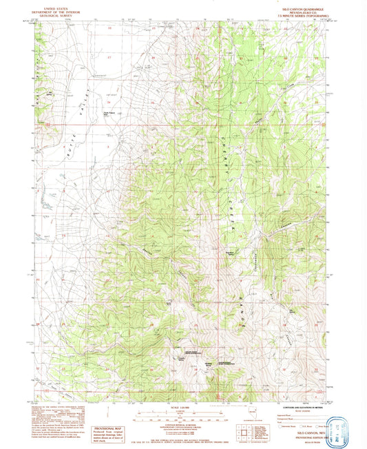 Classic USGS Silo Canyon Nevada 7.5'x7.5' Topo Map Image