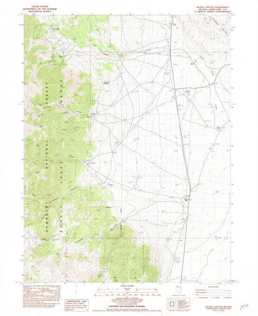 Classic USGS Silver Canyon Nevada 7.5'x7.5' Topo Map Image