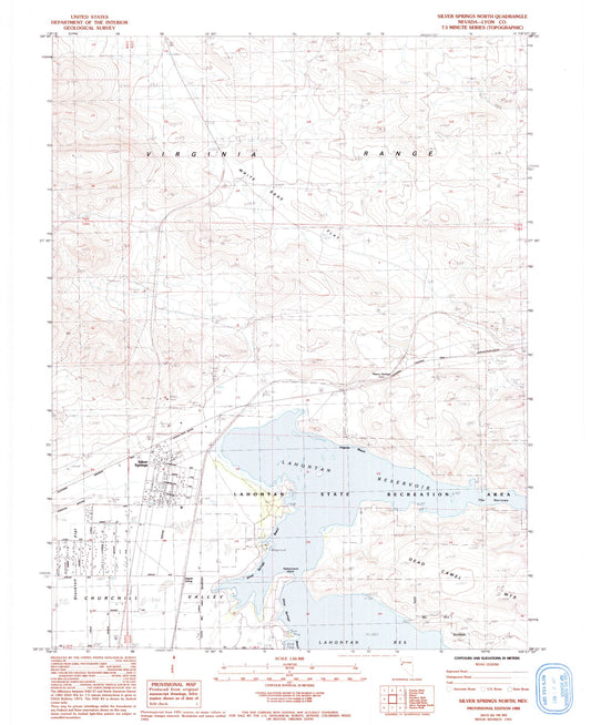 Classic USGS Silver Springs North Nevada 7.5'x7.5' Topo Map Image