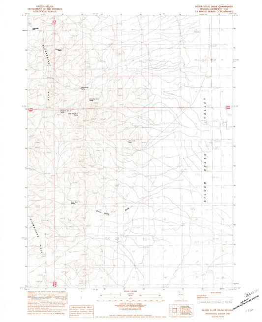Classic USGS Silver State Draw Nevada 7.5'x7.5' Topo Map Image