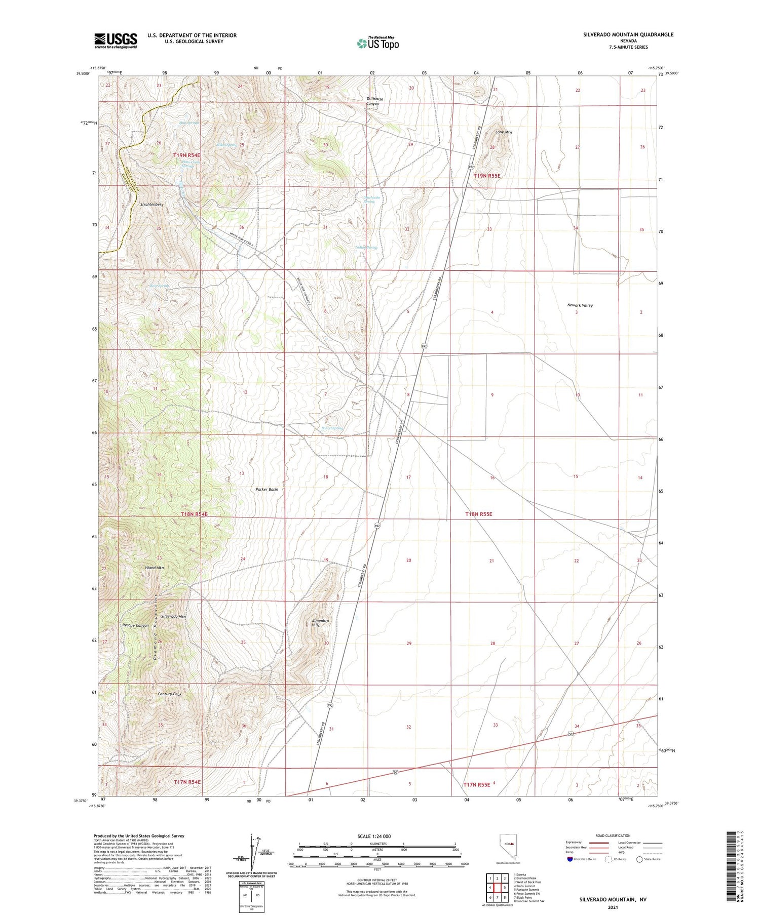 Silverado Mountain Nevada US Topo Map Image