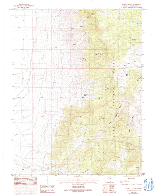 Classic USGS Sixmile Canyon Nevada 7.5'x7.5' Topo Map Image