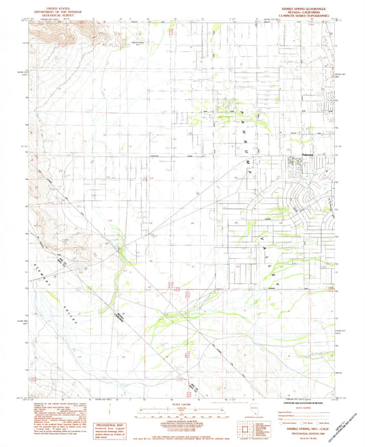 Classic USGS Sixmile Spring Nevada 7.5'x7.5' Topo Map Image