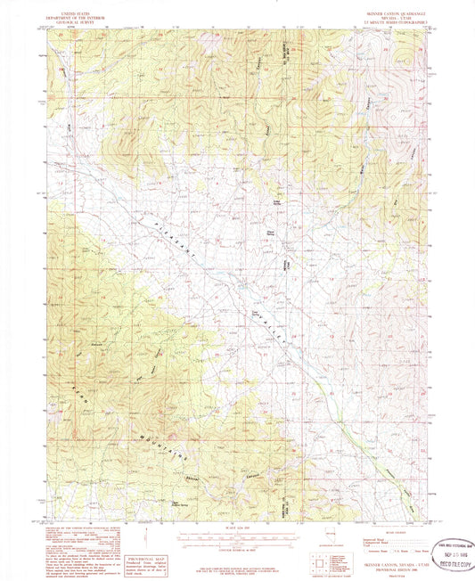 Classic USGS Skinner Canyon Nevada 7.5'x7.5' Topo Map Image