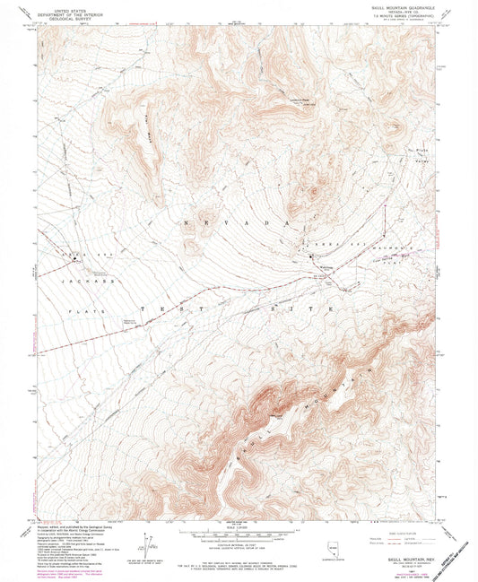 Classic USGS Skull Mountain Nevada 7.5'x7.5' Topo Map Image