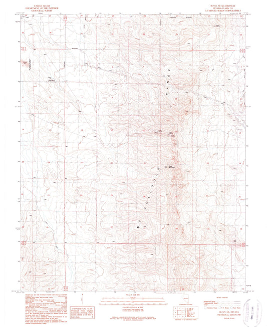 Classic USGS Sloan NE Nevada 7.5'x7.5' Topo Map Image