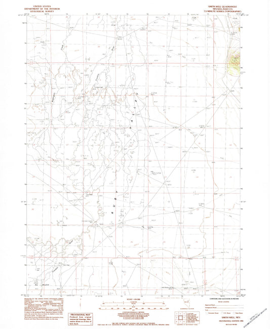Classic USGS Smith Well Nevada 7.5'x7.5' Topo Map Image