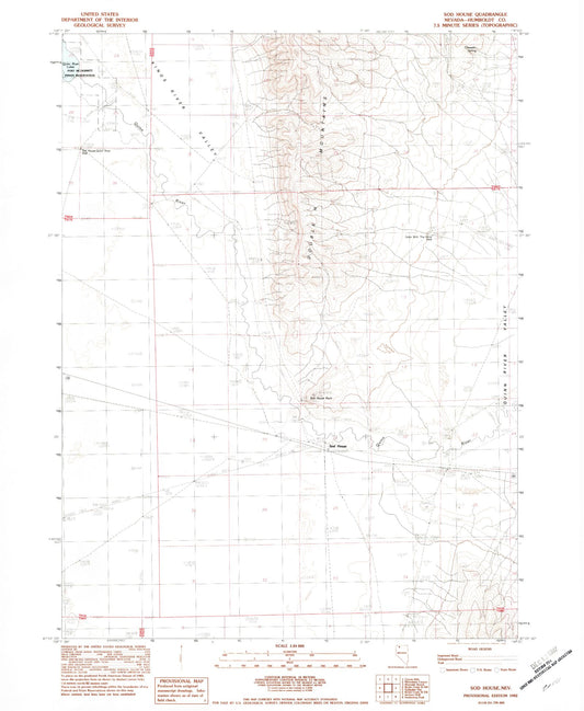 Classic USGS Sod House Nevada 7.5'x7.5' Topo Map Image