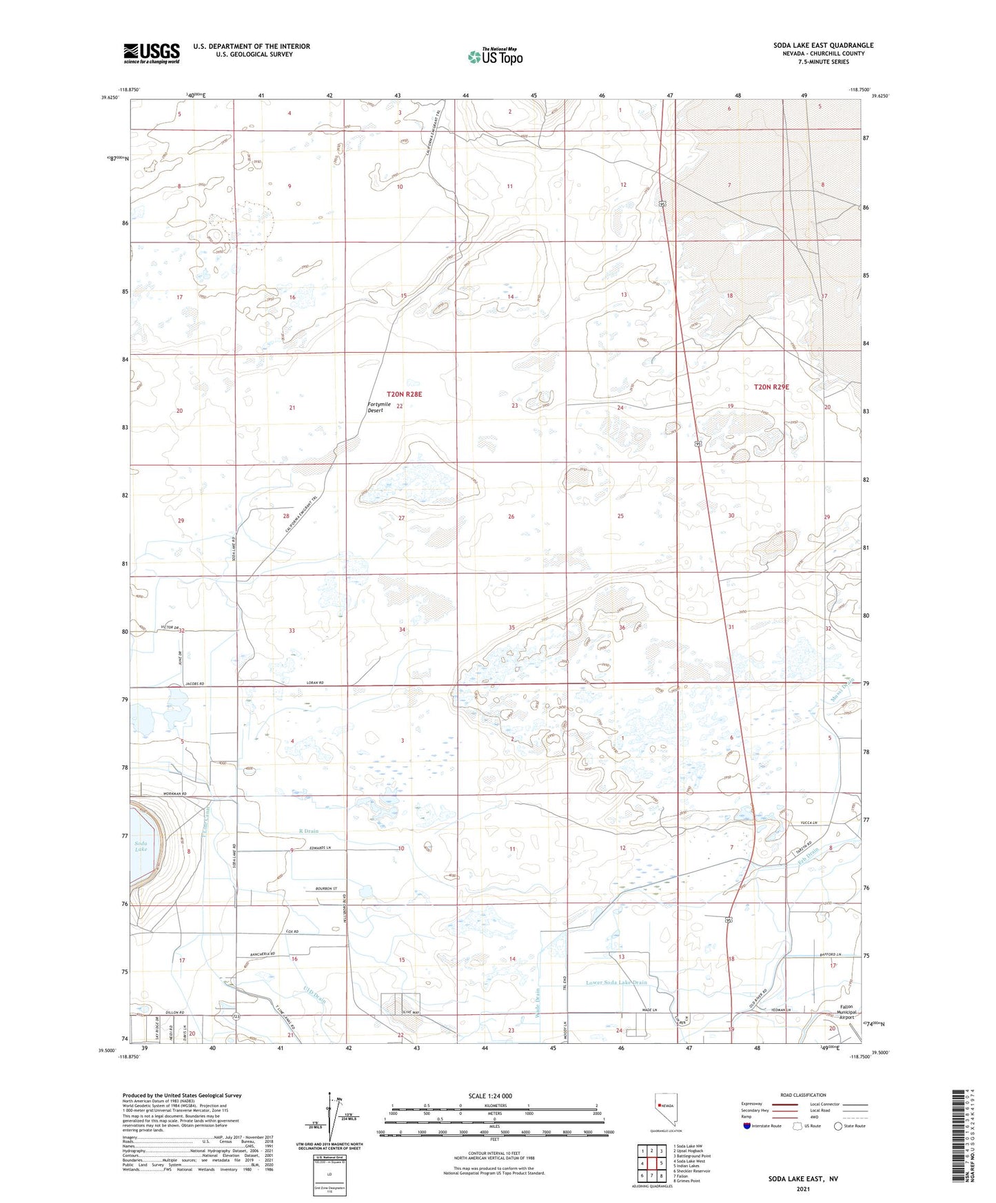 Soda Lake East Nevada US Topo Map Image