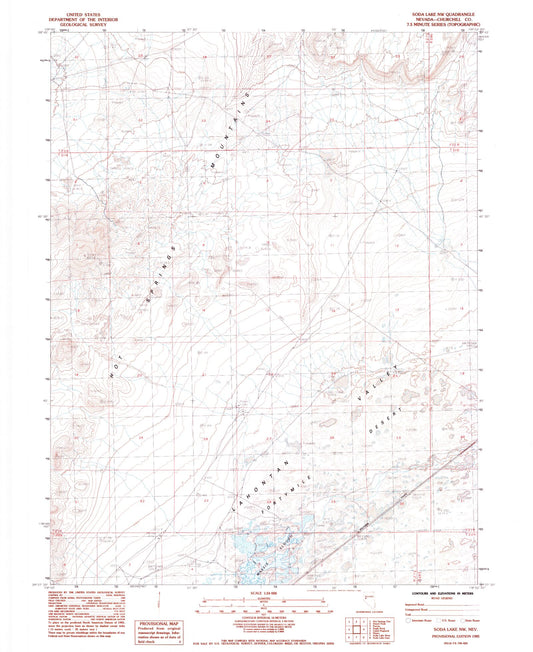 Classic USGS Soda Lake NW Nevada 7.5'x7.5' Topo Map Image