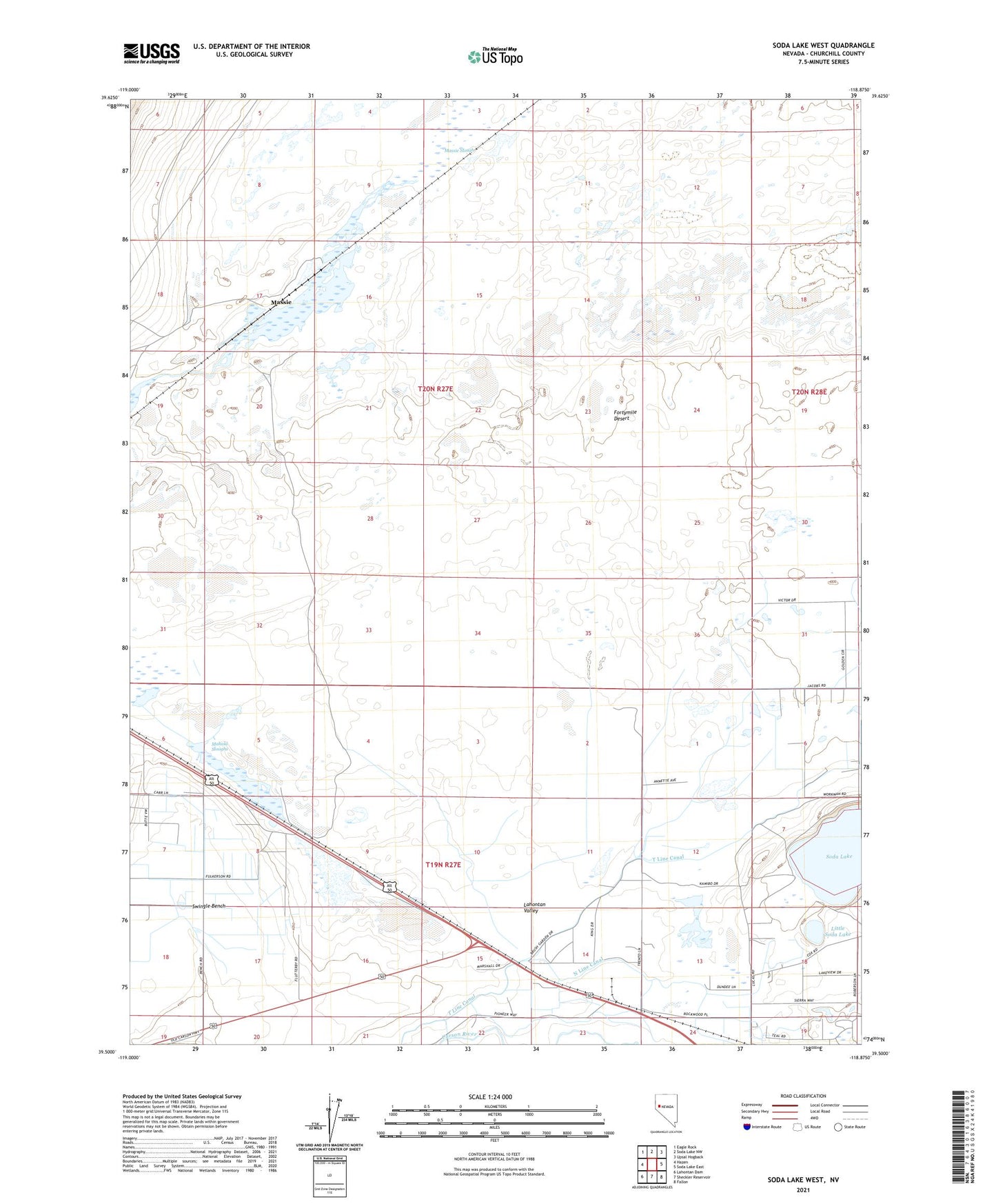 Soda Lake West Nevada US Topo Map Image