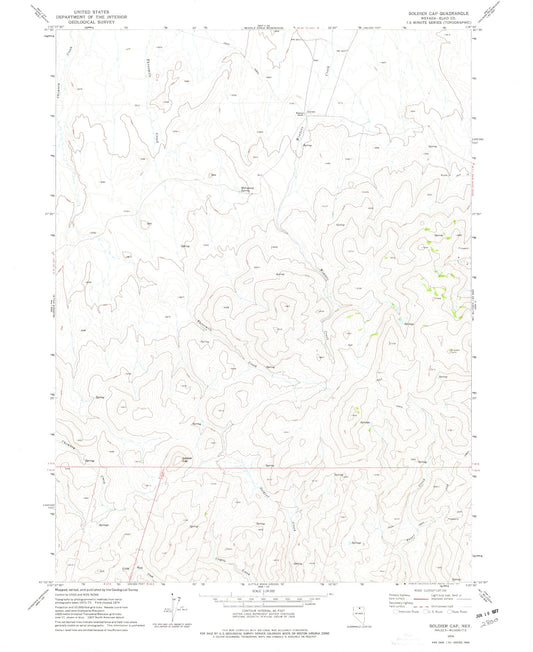 Classic USGS Soldier Cap Nevada 7.5'x7.5' Topo Map Image