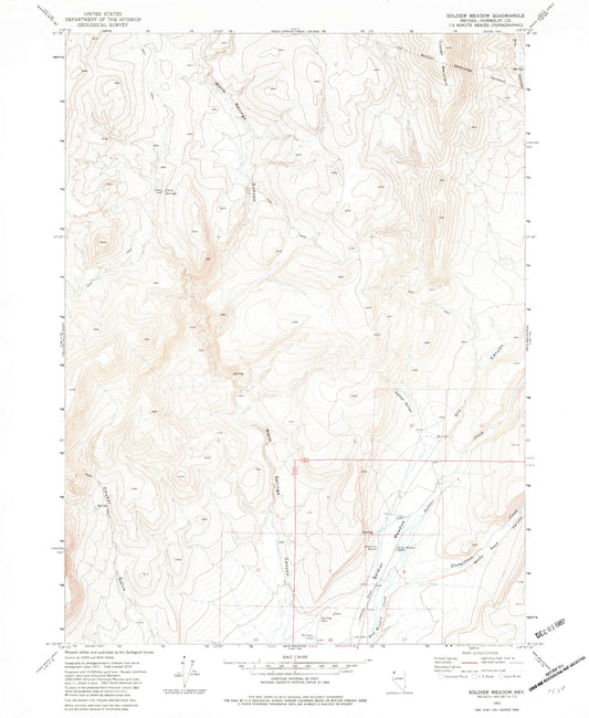 Classic USGS Soldier Meadow Nevada 7.5'x7.5' Topo Map Image