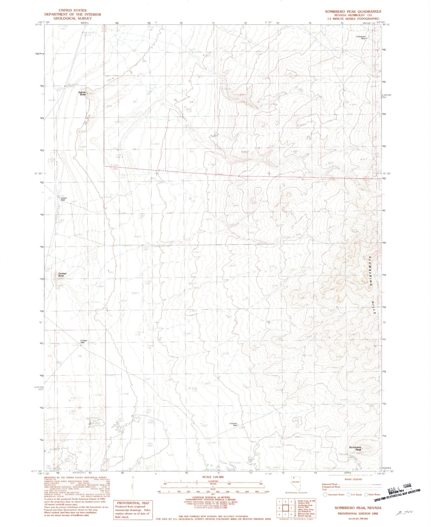 Classic USGS Sombrero Peak Nevada 7.5'x7.5' Topo Map Image