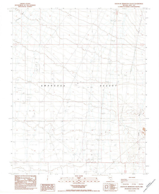 Classic USGS South of Amargosa Valley Nevada 7.5'x7.5' Topo Map Image