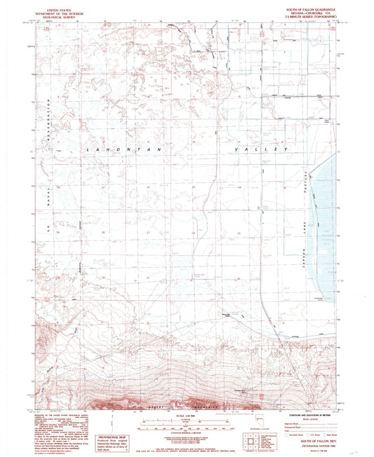 Classic USGS South of Fallon Nevada 7.5'x7.5' Topo Map Image