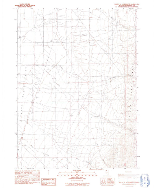 Classic USGS South of McDermitt Nevada 7.5'x7.5' Topo Map Image