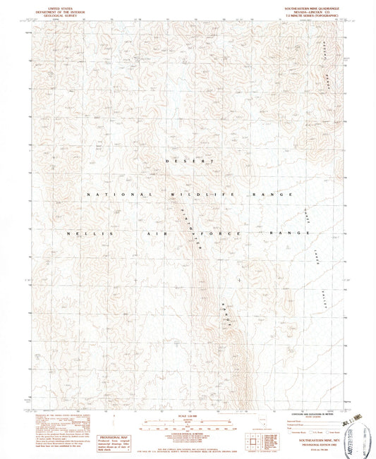 Classic USGS Southeastern Mine Nevada 7.5'x7.5' Topo Map Image