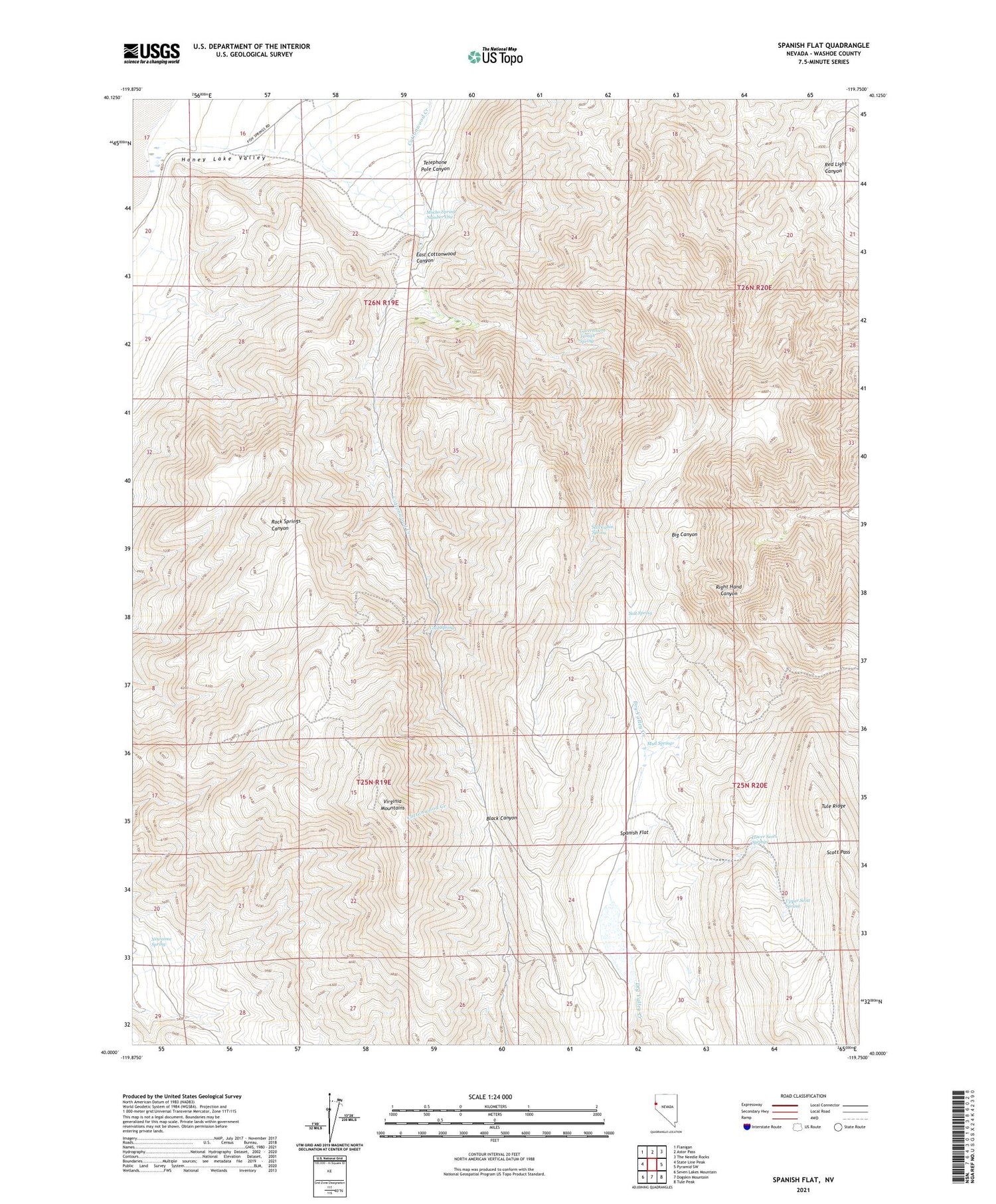 Spanish Flat Nevada US Topo Map Image
