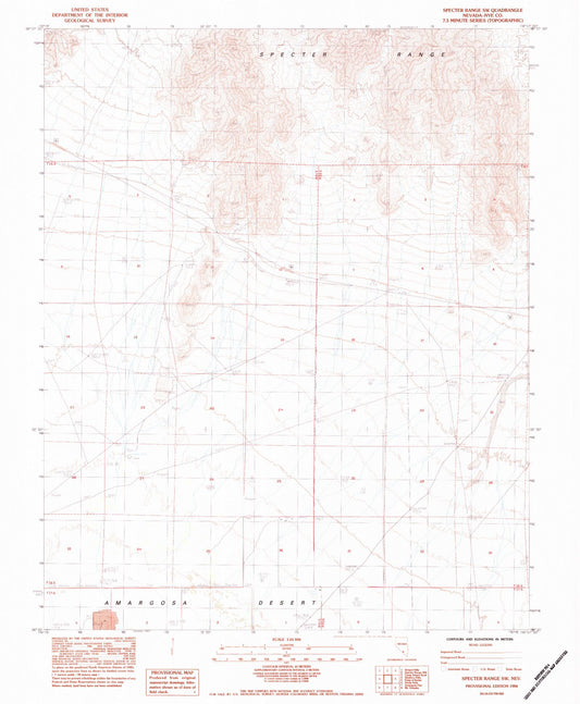 Classic USGS Specter Range SW Nevada 7.5'x7.5' Topo Map Image