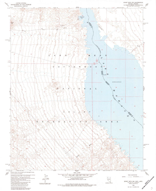 Classic USGS Spirit Mountain NW Nevada 7.5'x7.5' Topo Map Image