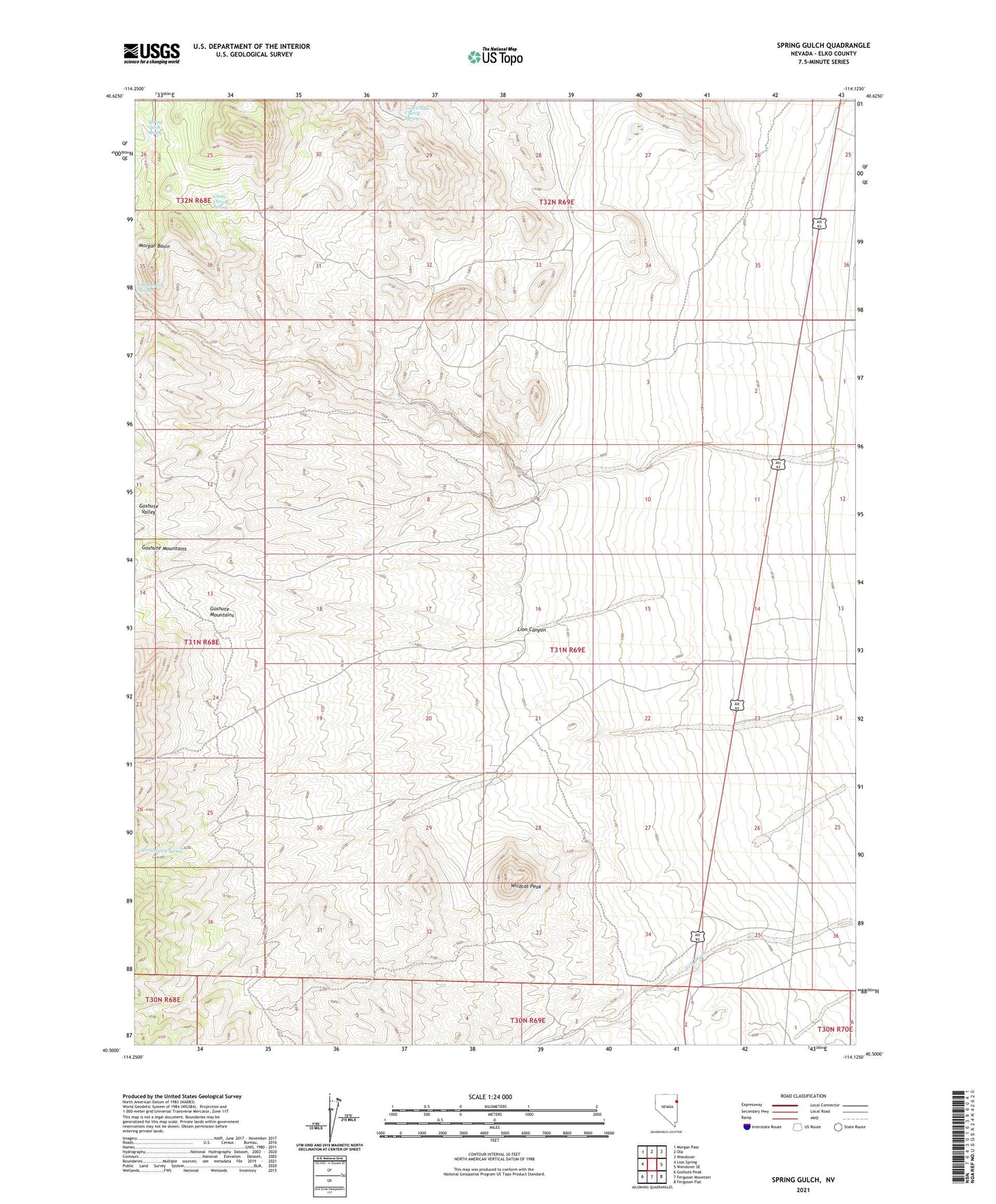 Spring Gulch Nevada US Topo Map Image