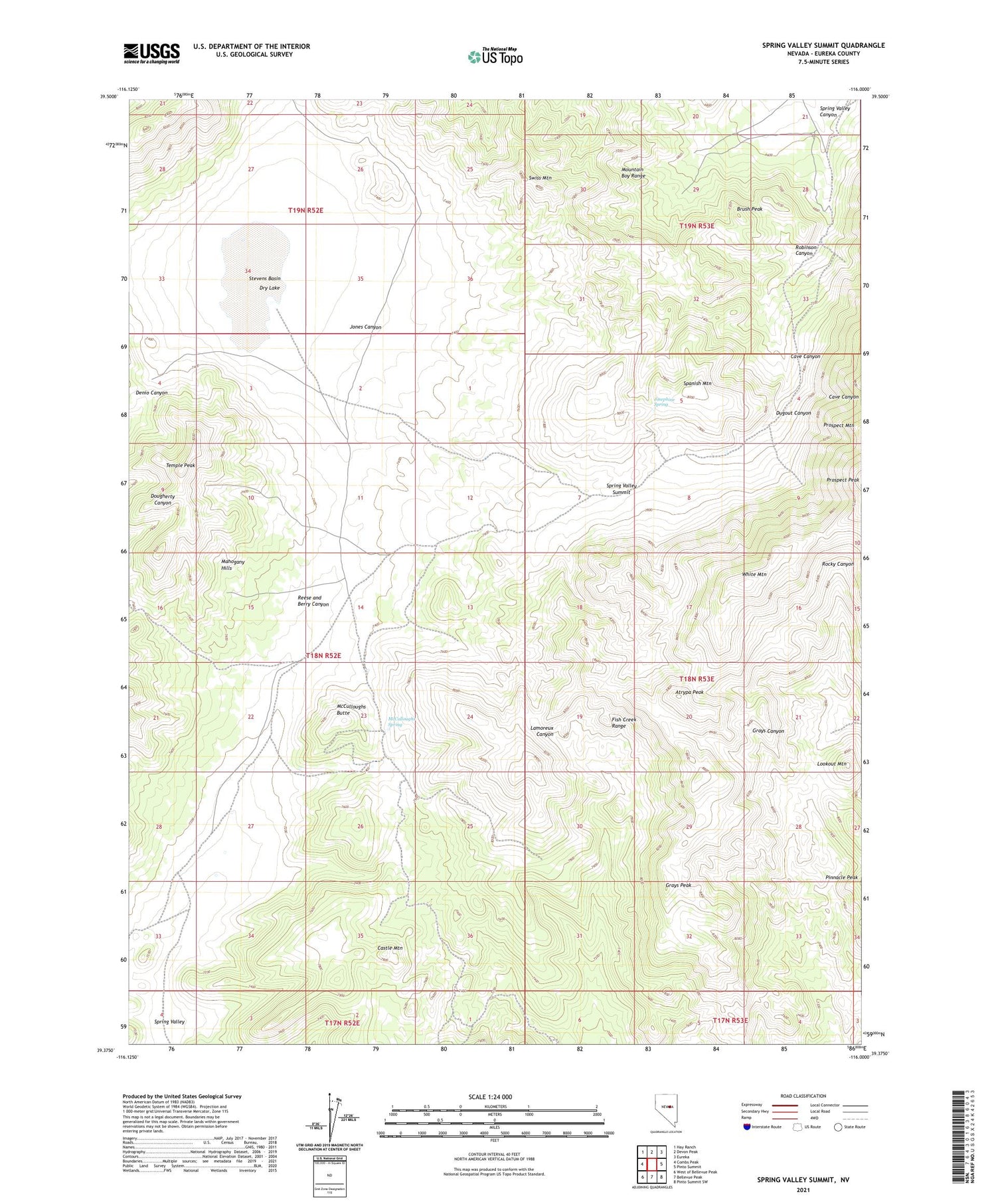 Spring Valley Summit Nevada US Topo Map Image