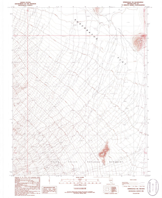 Classic USGS Springdale SW Nevada 7.5'x7.5' Topo Map Image