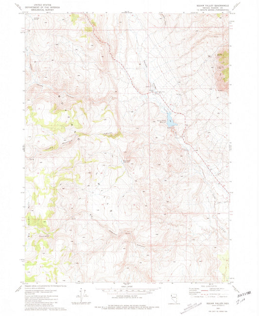 Classic USGS Squaw Valley Nevada 7.5'x7.5' Topo Map Image
