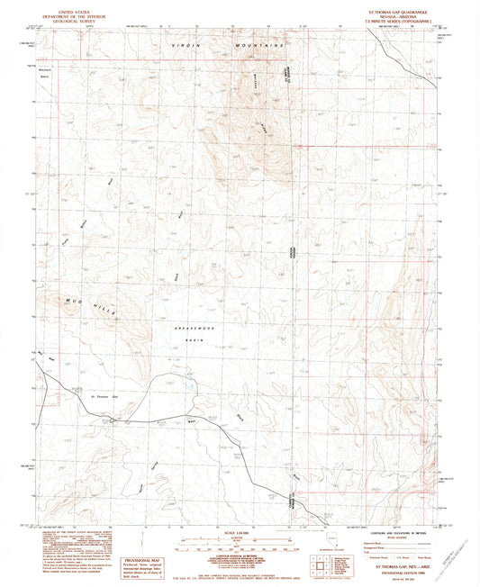 Classic USGS Saint Thomas Gap Nevada 7.5'x7.5' Topo Map Image