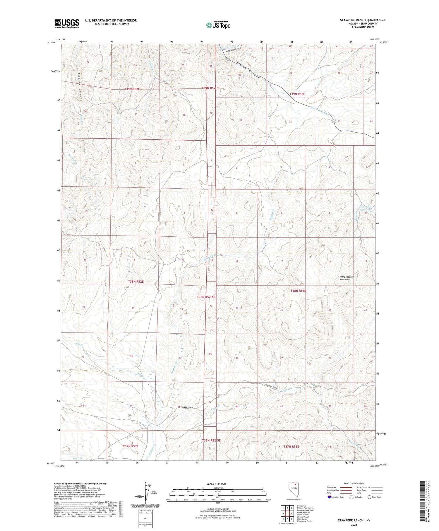 Stampede Ranch Nevada US Topo Map Image