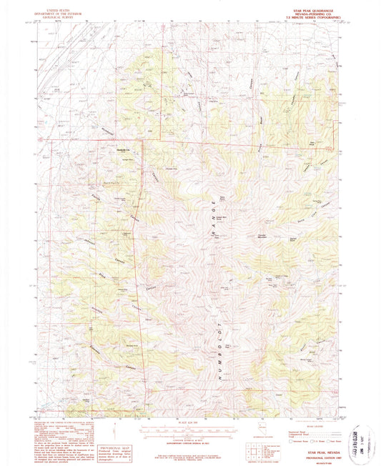 Classic USGS Star Peak Nevada 7.5'x7.5' Topo Map Image
