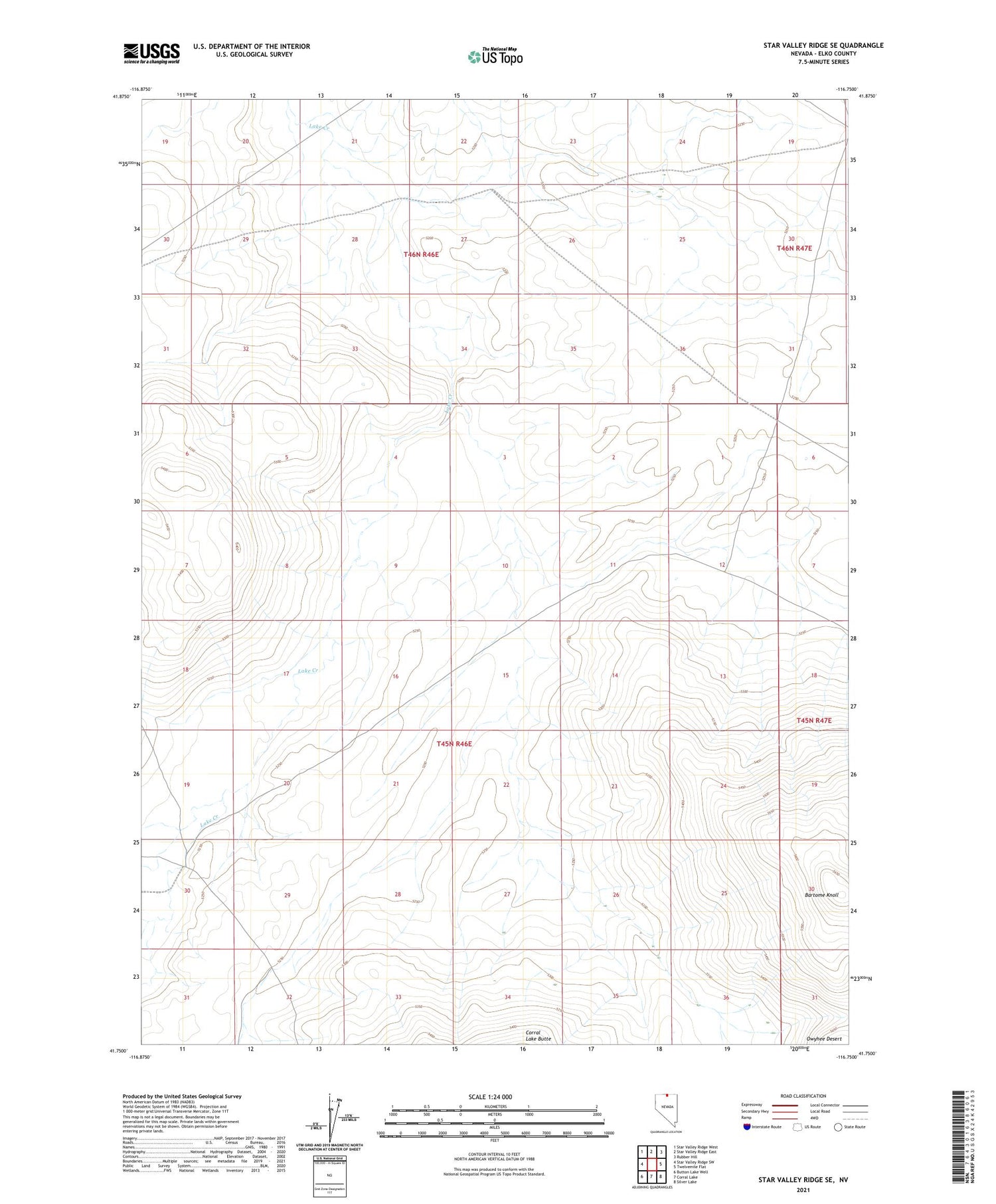 Star Valley Ridge SE Nevada US Topo Map Image