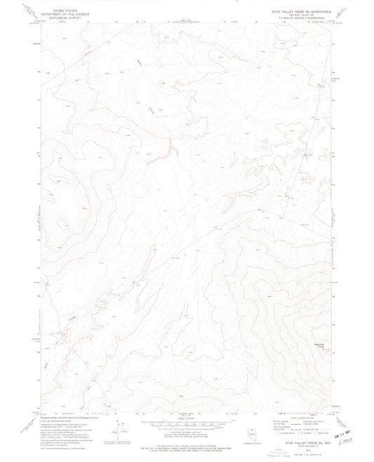 Classic USGS Star Valley Ridge SE Nevada 7.5'x7.5' Topo Map Image