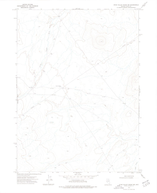 Classic USGS Star Valley Ridge SW Nevada 7.5'x7.5' Topo Map Image