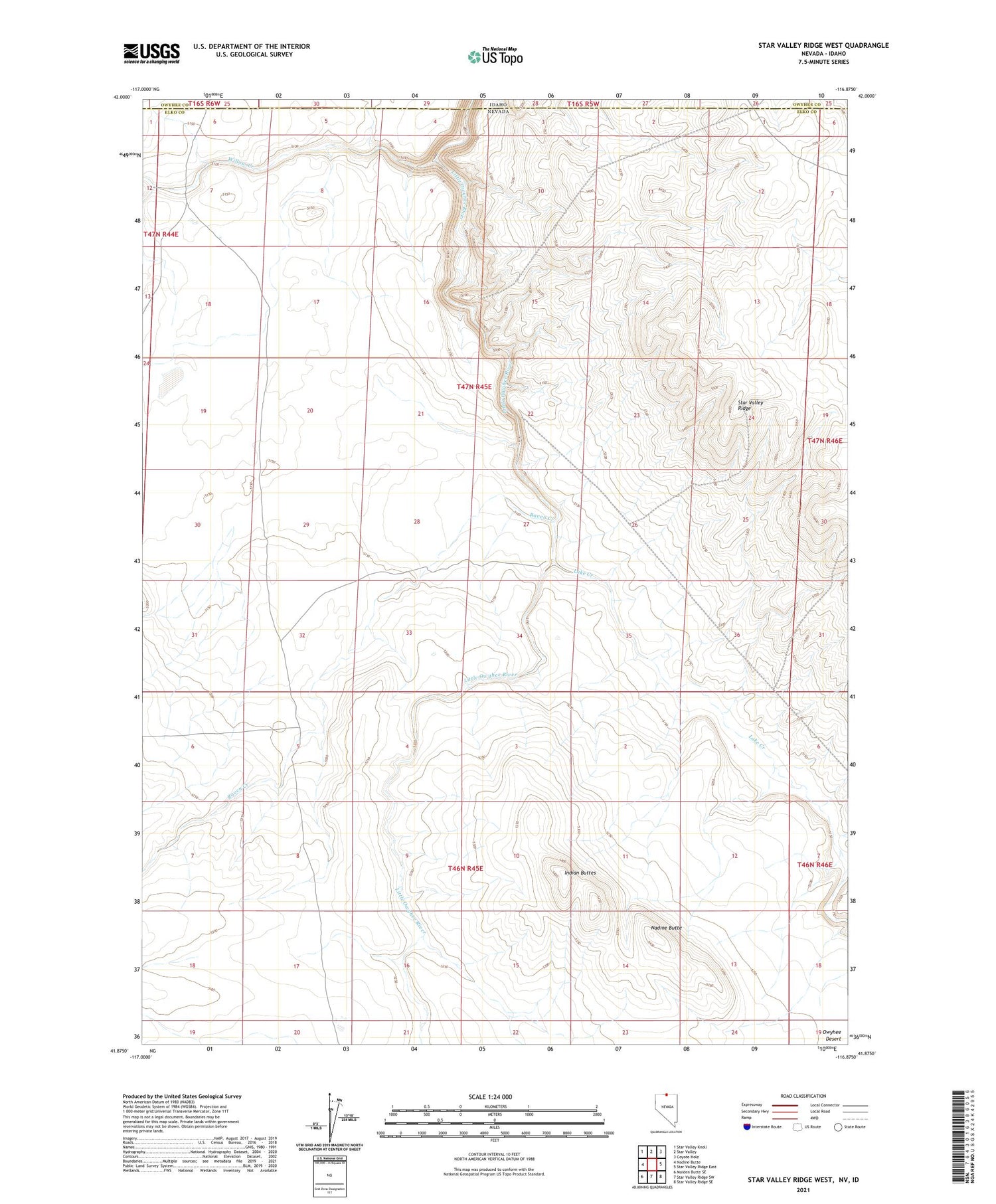 Star Valley Ridge West Nevada US Topo Map Image