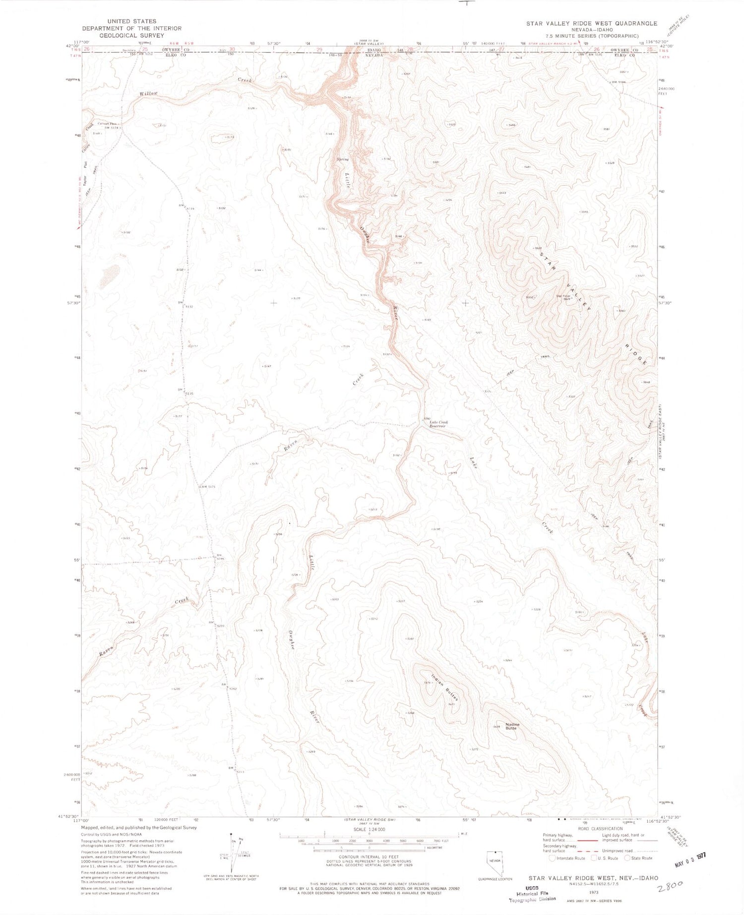 Classic USGS Star Valley Ridge West Nevada 7.5'x7.5' Topo Map Image