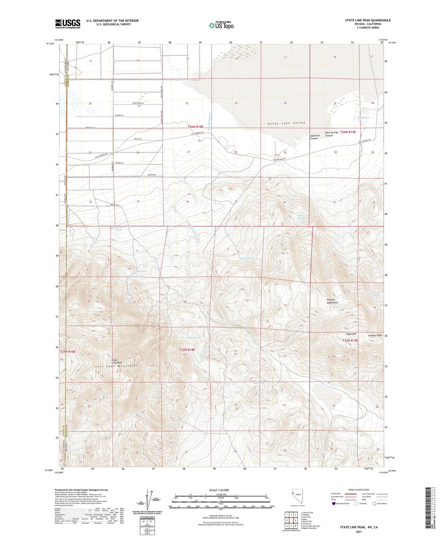 State Line Peak Nevada US Topo Map Image