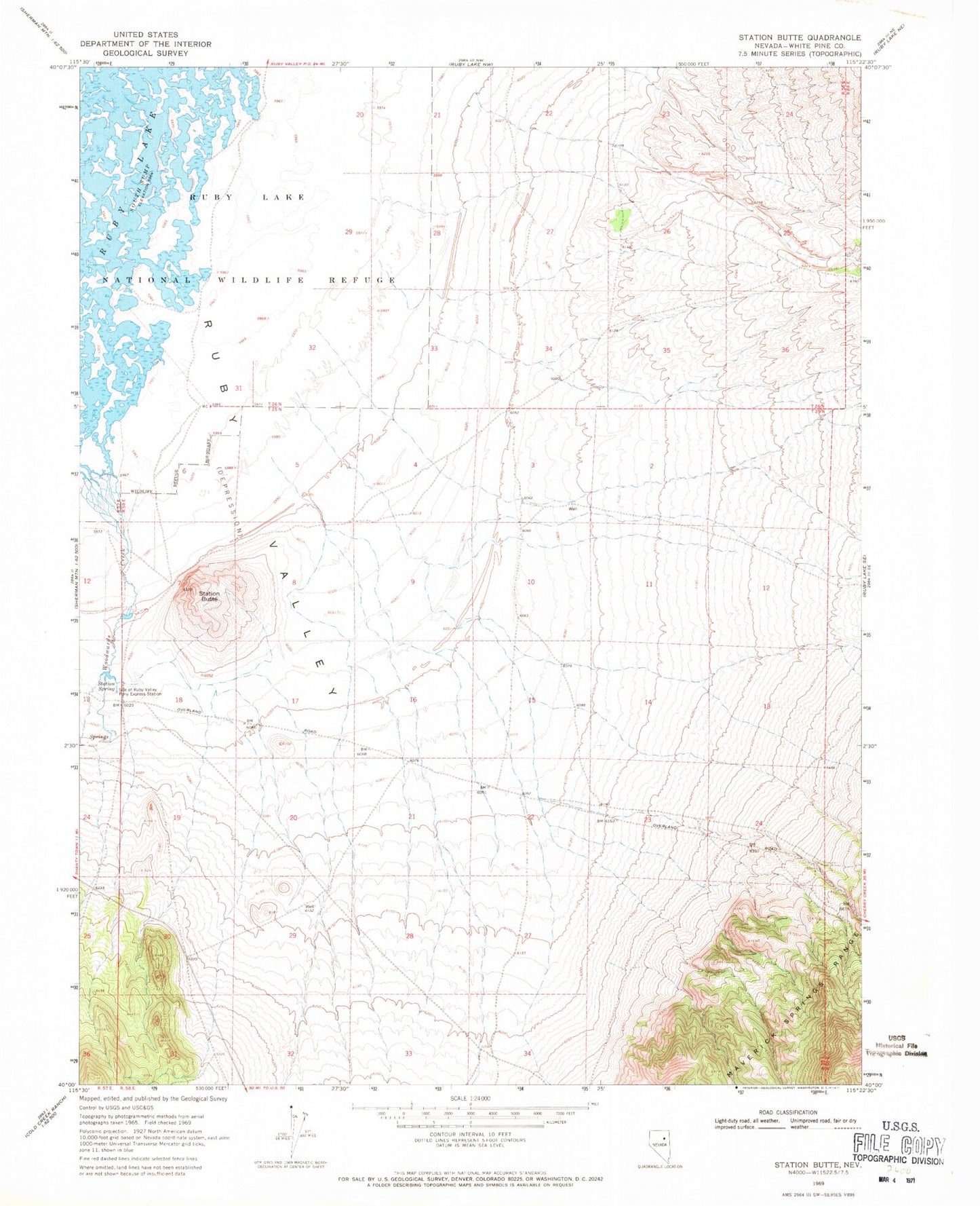 Classic USGS Station Butte Nevada 7.5'x7.5' Topo Map Image