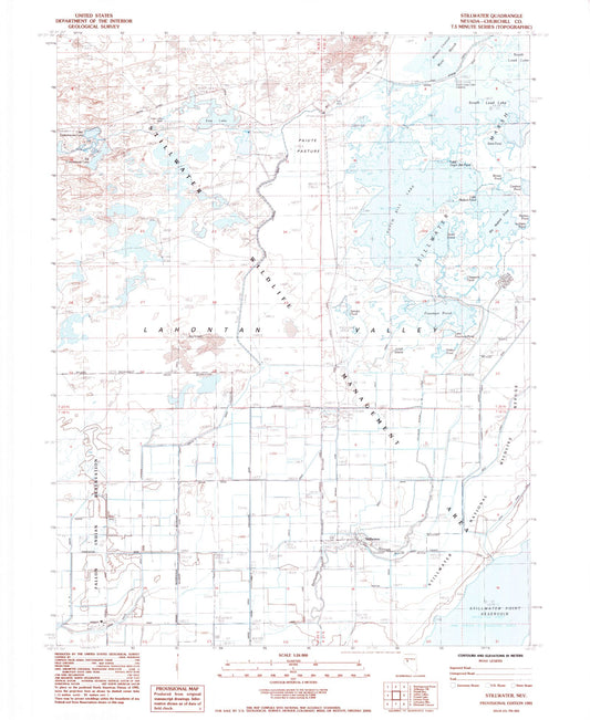 Classic USGS Stillwater Nevada 7.5'x7.5' Topo Map Image