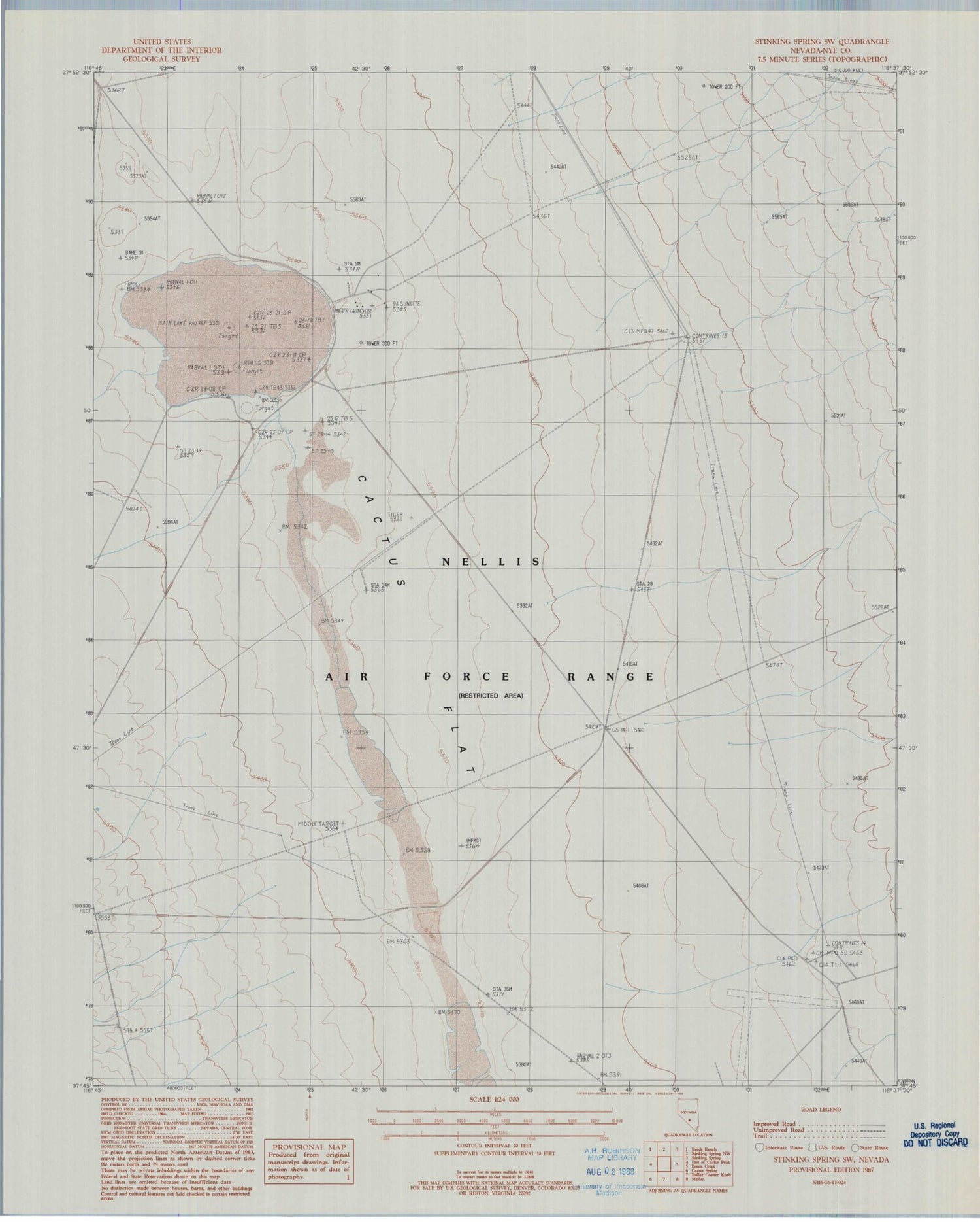 Classic USGS Stinking Spring SW Nevada 7.5'x7.5' Topo Map Image