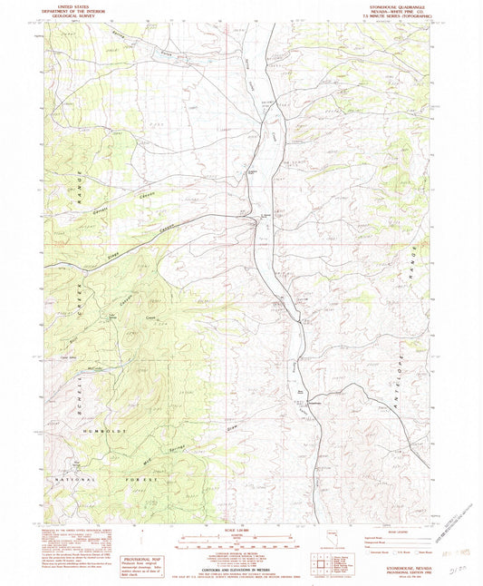Classic USGS Stonehouse Nevada 7.5'x7.5' Topo Map Image